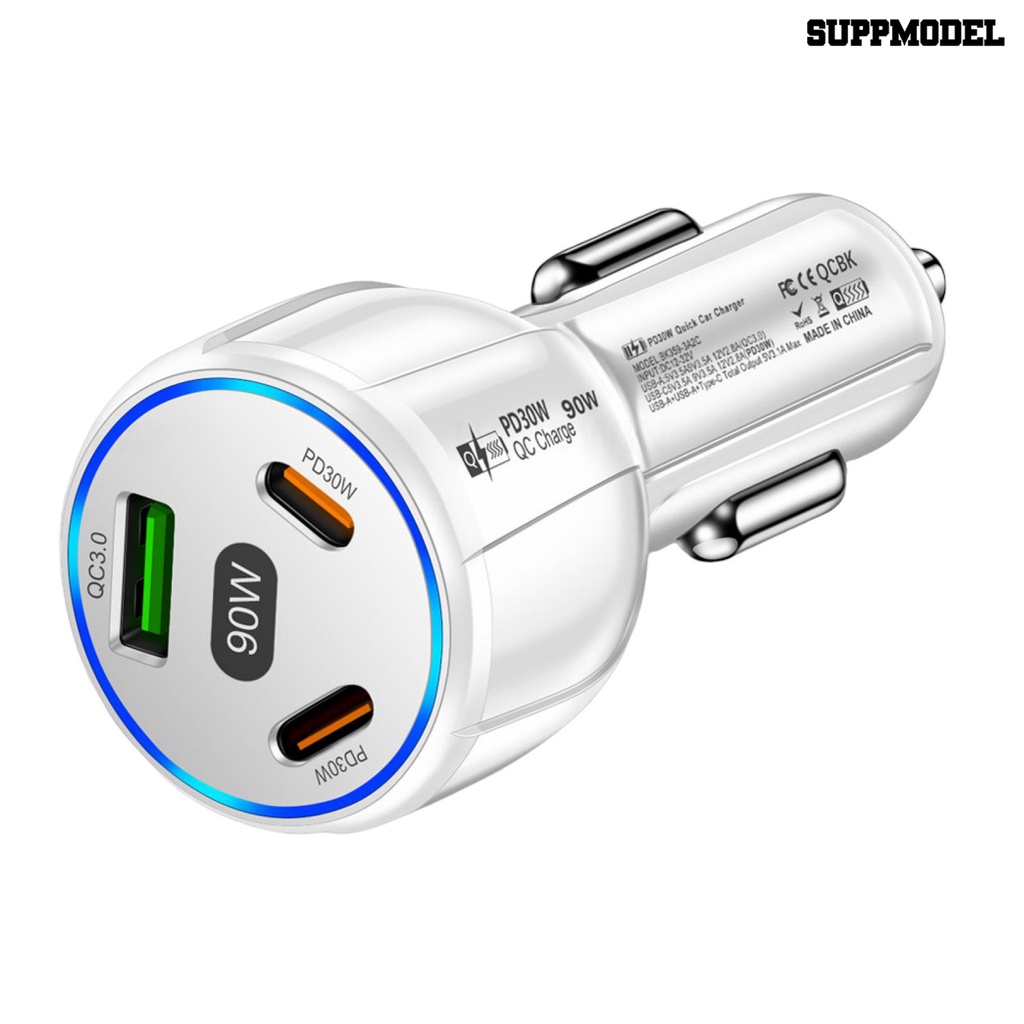 [SM Otomatis] Charger Mobil USB 3port Super Cepat Dual PD30W QC3.0 Adaptor Quick Charging 3in1 Aksesori Mobil