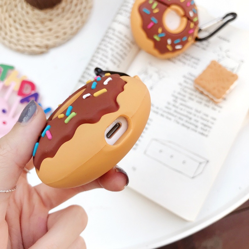 3d Imitasi Dessert Coklat Donat Earphone Bluetooth Anti-Jatuh Pink Case Pelindung Cover Untuk Airpods1 2 3 Pro i12 i10 i11 i9s inpods 12 13 Pro i13 Airpods3 TWS Shell