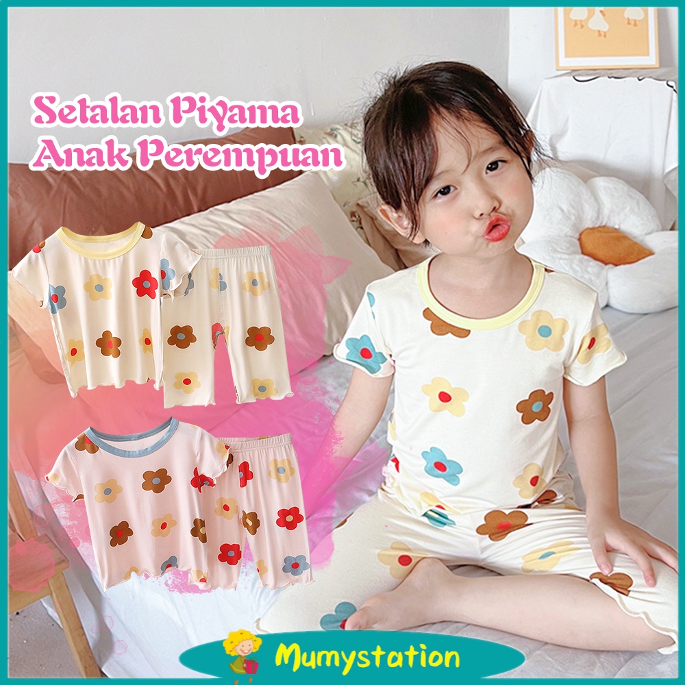 Mumystation 1-5tahun baju setelan piyama anak perempuan pedek lengan/ Baju setelan anak