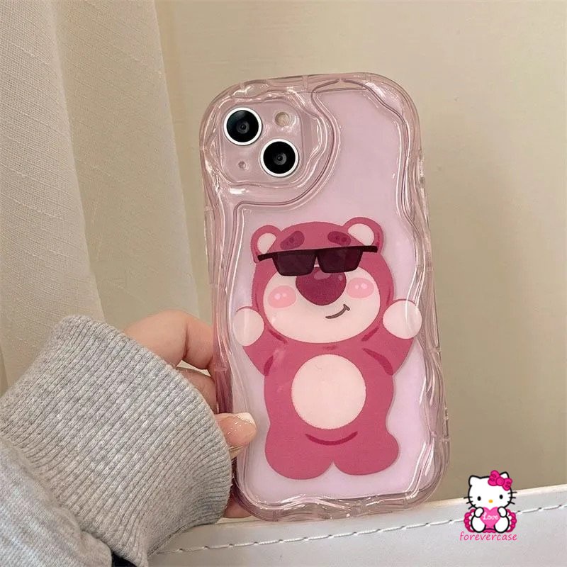 Case Manyo Beruang Strawberry Lucu Untuk Redmi Note10 11s 10s 10Pro Max 11 10Pro Redmi 10C 9C NFC 9T A1 10 9A 9 9C A2 10A POCO M3 3D Wavy Curved Edge Cartoon Soft Back Cover