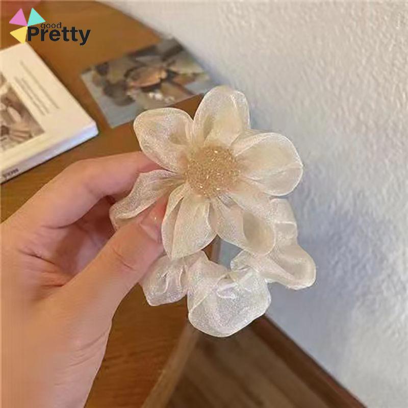 Ikat Rambut Scrunchie Korea Perempuan Model Bunga Daisy Aksesoris Wanita - PD