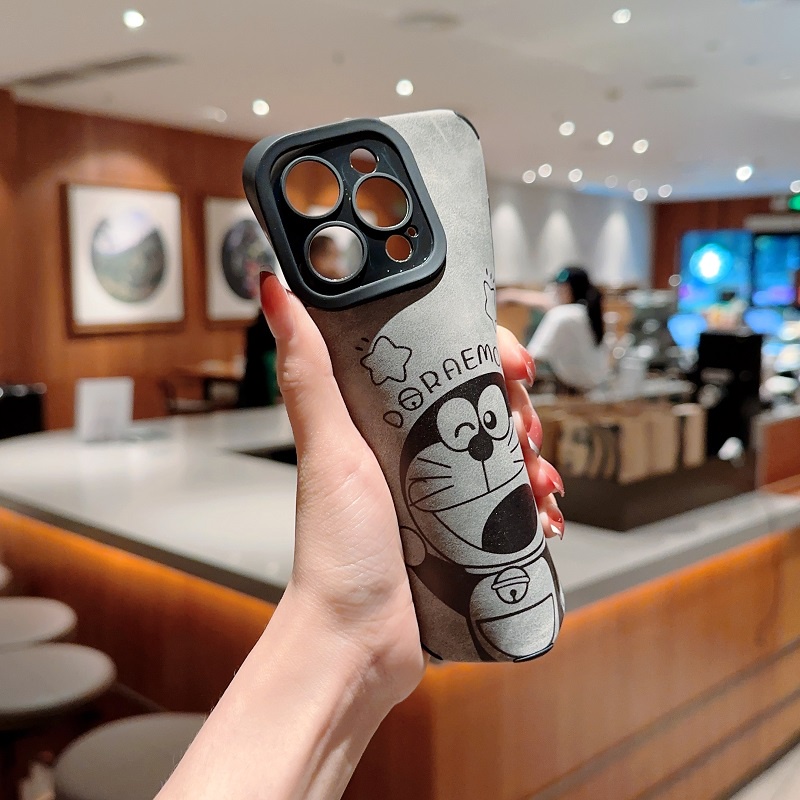 IPHONE Casing Pelindung Bahan Kulit Untuk Iphone14 13 12 11 Pro MAX X XR XS Max7 8 Plus Kartun Doraemon Anti-drop soft case