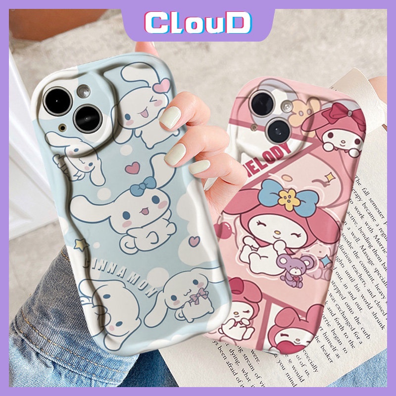 Melody Lucu Kartun Cinnamoroll Pasangan Case Untuk Realme C35 C55 C25s C11 5i 6i 7i 5 5s C30 C20 C17 C25 C15 C3 C21Y C33 C21 C12 C25Y C20A 3D Wavy Curved Edge Glossy Tpu Soft Cover