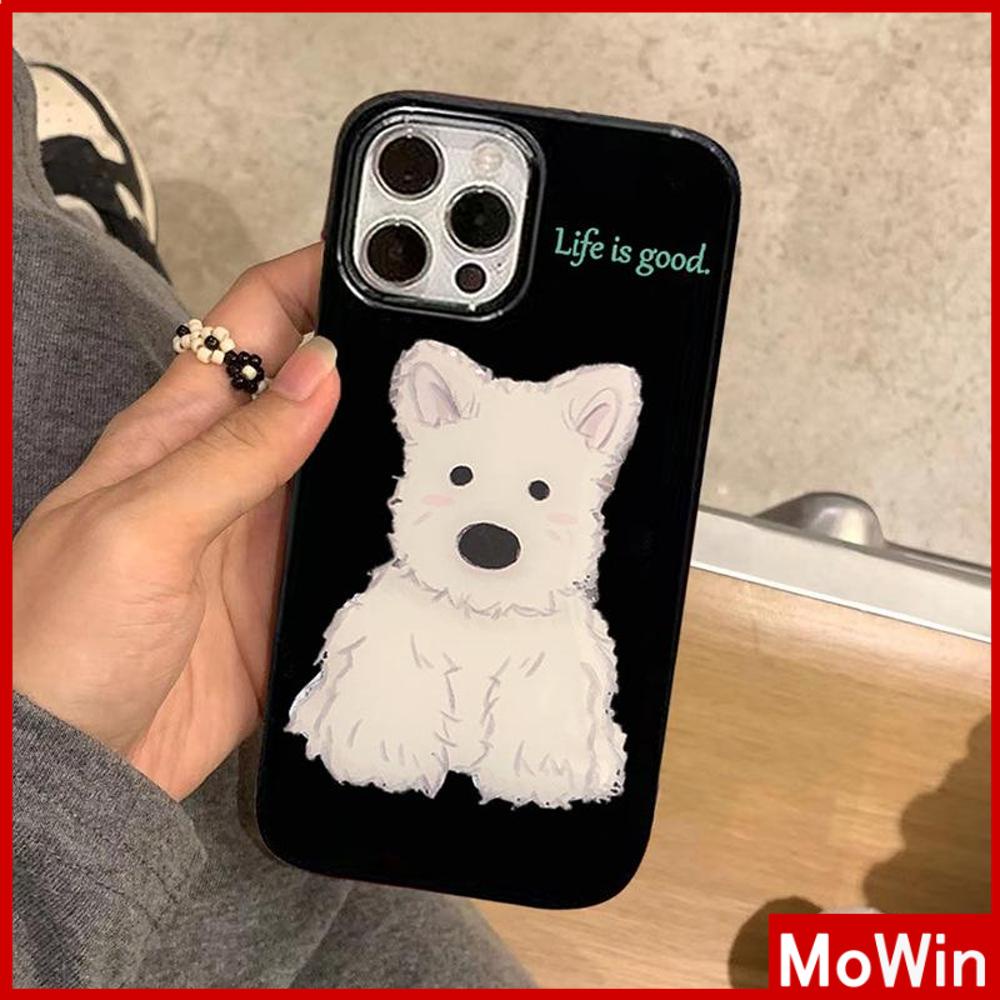 For iPhone 14 Pro Max iPhone Case Pink Glossy TPU Soft Case Shockproof Protection Camera Cute White Dog Compatible with iPhone 13 Pro max 12 Pro Max 11 xr xs max 7Plus 8Plus