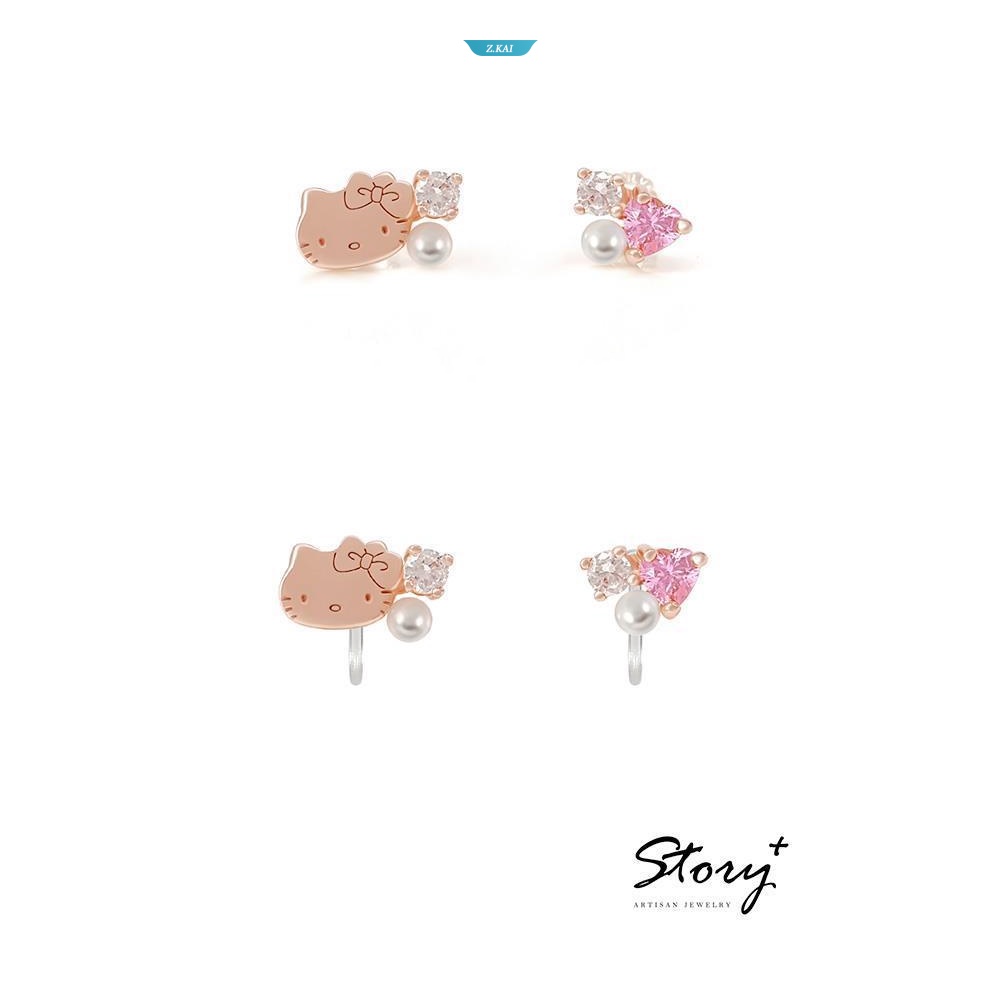 Kawaii Sanrio Anting Kartun Hellokitty925 Perak Pin Ringan Sehari Hari Aksesoris Earrings Gadis Perhiasan Hadiah Pacar [ZK]