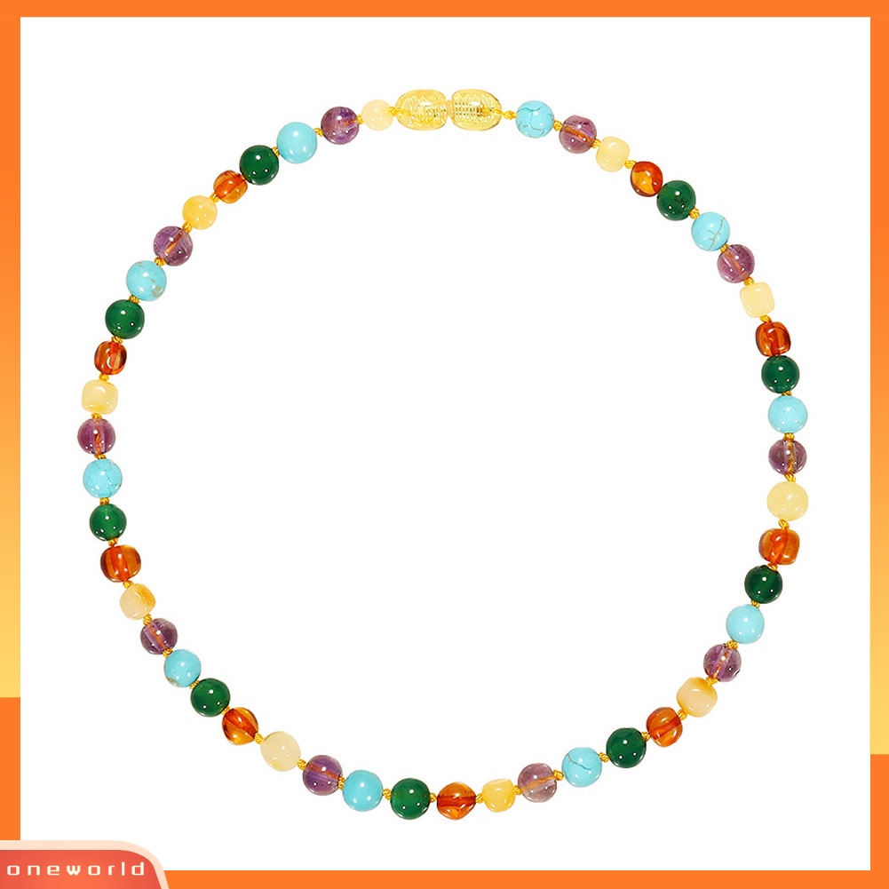 [ONE] Anak-anak Warna-Warni Batu Amber Alami Manik-Manik Gelang Kalung Handmade Perhiasan Hadiah