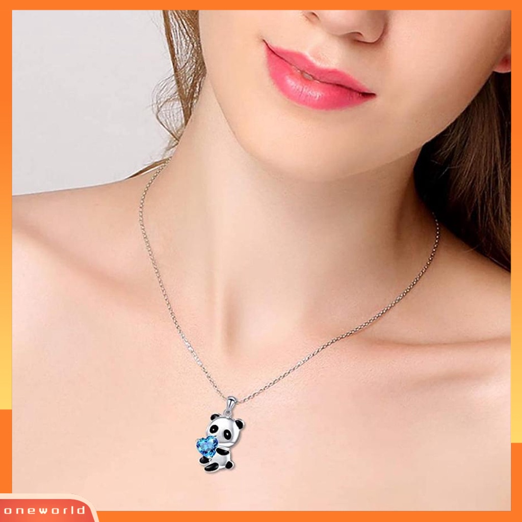 [ONE] Liontin Kalung Panda Merang Hati Perhiasan Indah Kartun Hewan Kalung Untuk Pakaian Sehari-Hari