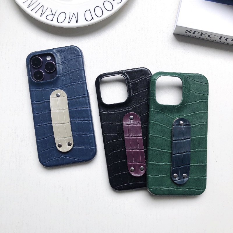 IPHONE Casing Bahan Kulit Vintage Untuk Iphone14 13 12 11 Pro Max 14Plus Stand Hard Case