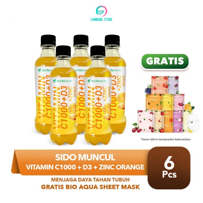 

Sido Muncul Vitamin C1000 + D3 + Zinc Orange 5btl - FREE Sheet Mask