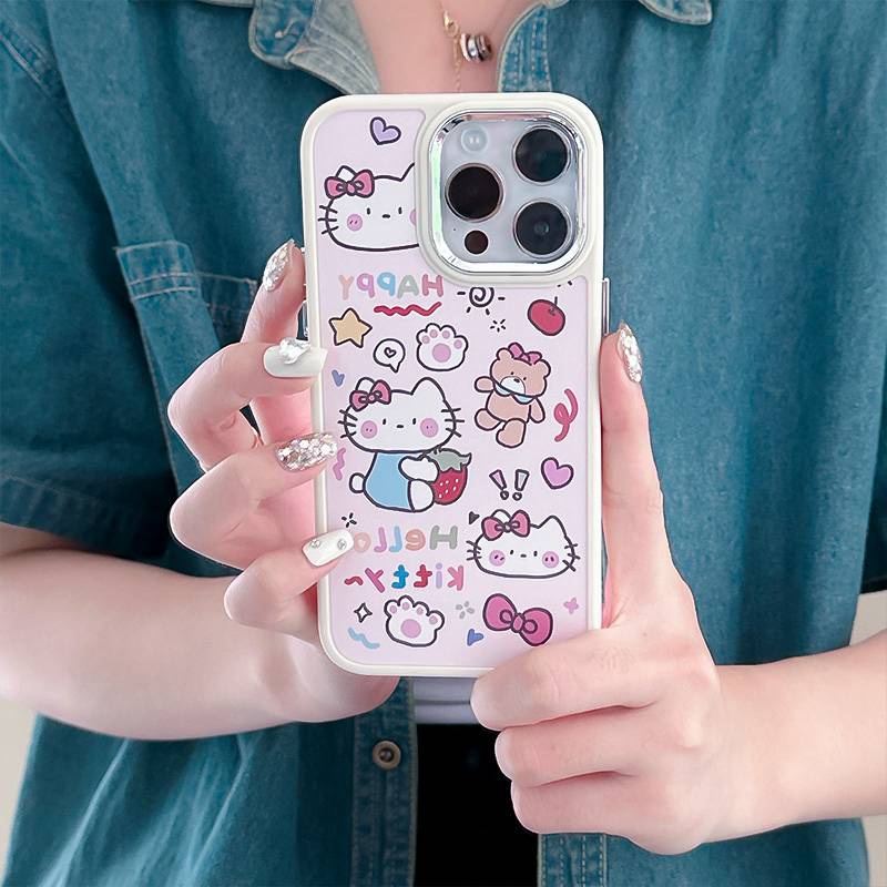 Graffiti Strawberry Kitty Soft Silicon Case HP iP iPhone 12 13 14 Pro Max 11 Girl Woman FTD Casing Apple