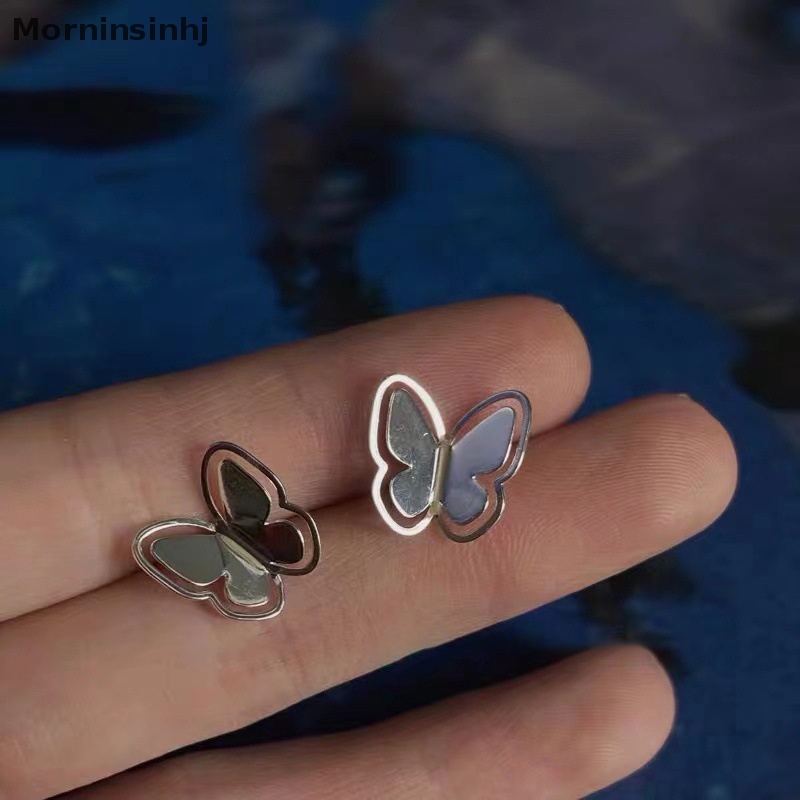 Mornin 1pasang Fashion Lucu Berongga Kupu-Kupu Perak Anting Perhiasan Kecil Segar Baru Fashion Manis Earing Untuk Wanita Lucu Elegan Indah Perhiasan Hadiah id