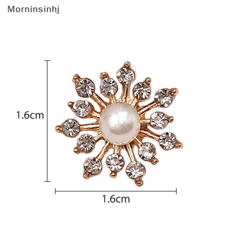 Mornin 10pcs Kancing Berlian Imitasi Snowflake Pearl Strass Untuk Aksesori Pakaian Kerajinan DIY id