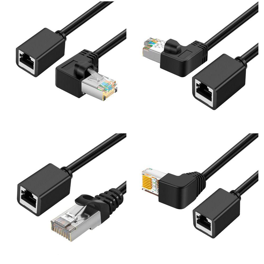 AUGUSTINA Kabel Ekstensi Jaringan Banyak Sudut Cat6 RJ45 90derajat Sudut Kanan Male To Female Kabel Jaringan Up /Down/Left/ Right Angle Cat6 Eterna Cord