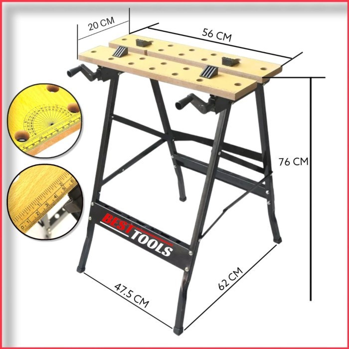 Portable workbench saw - meja tukang kayu craft - meja kuda kuda  work bench max 100kg meja kerja Lipat - Foldable  YUKIDO