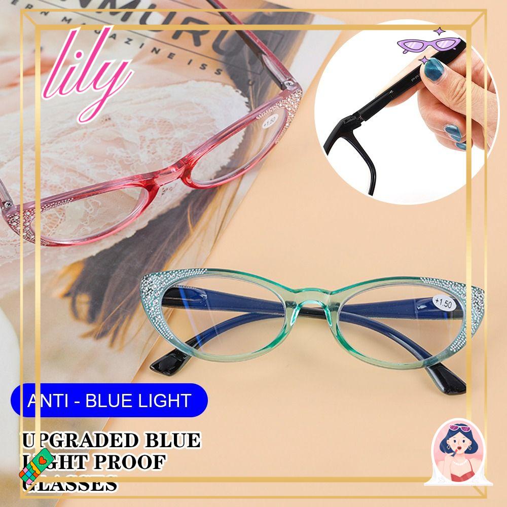 Lily Kacamata Baca Fashion Anti-Blue Light Diamond Vintage Ultra Light Frame