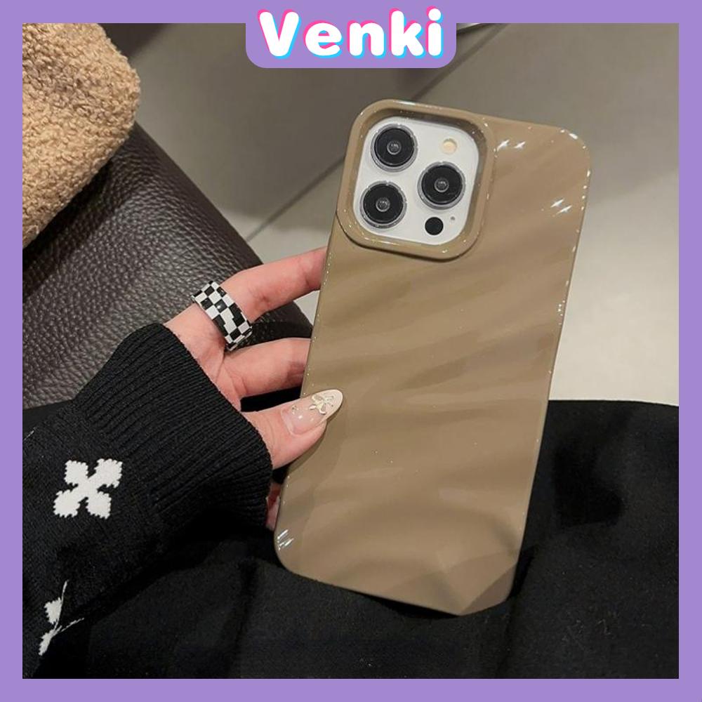 VENKI - Untuk iPhone 11 Case Soft Case Glossy 3D Ripple Dimensi Shockproof Coklat Ungu Hitam Putih Hijau Untuk iPhone 14 Pro Max 13 Pro max 12 Pro Max 11 iPhone XR XS 7Plus 8Plus