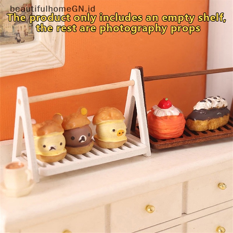 {Cantik} 1:12 Rumah Boneka Miniatur Rak Roti Kue Stand Rack Rak Penyimpanan Makanan Model Dapur Dekorasi Mainan Aksesoris Rumah Boneka~