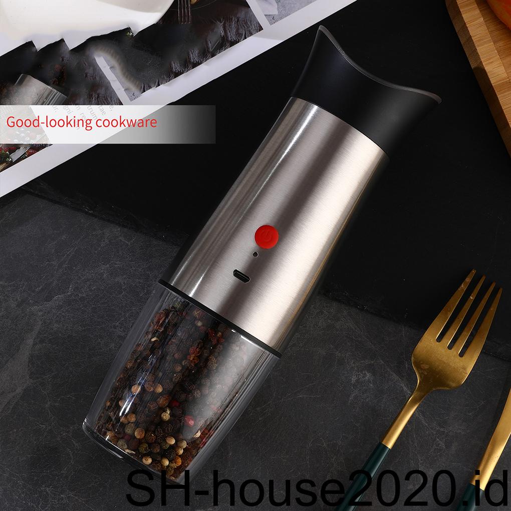 Abs 140ml Stainless Steel Elektrik Salt Pepper Grinder Sensor Gravitasi Dilepas Dicuci Mill Alat Penggiling Dengan Lampu LED