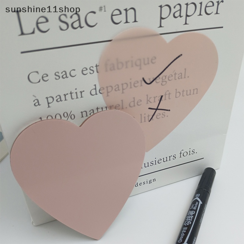 Sho 50PCS Heart Transparan Sticky Notes Memo Pad Notepads Stiker Kertas To Do List Tahan Air PET Untuk Alat Tulis Kantor Siswa N