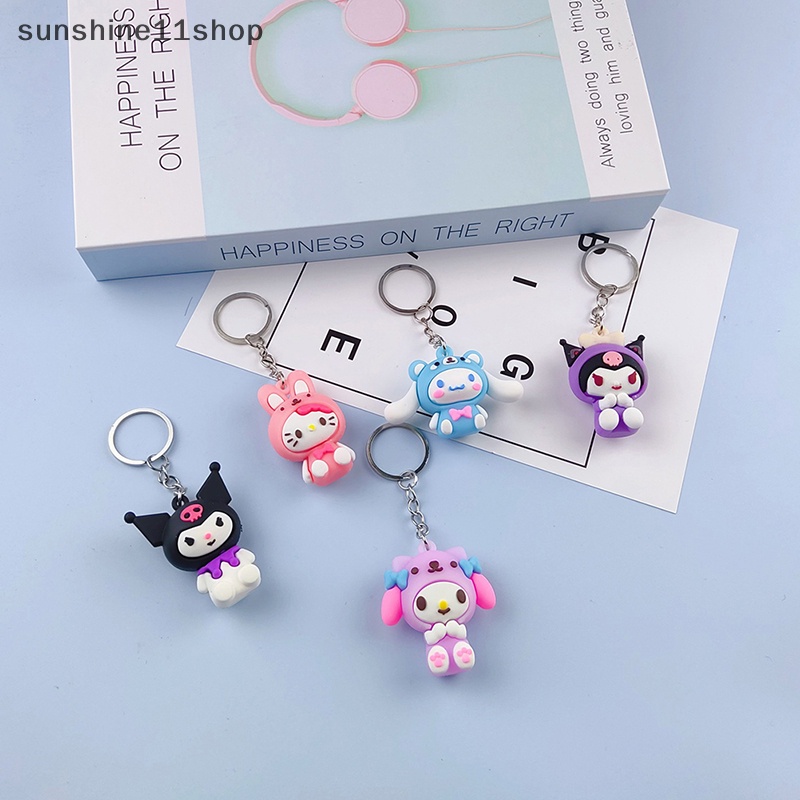 Sho Gantungan Kunci Liontin Kuromi Hello Kitty My Melody Kartun Portable Gadis Kawaii Resin Boneka Couple Key Chain Aksesoris N