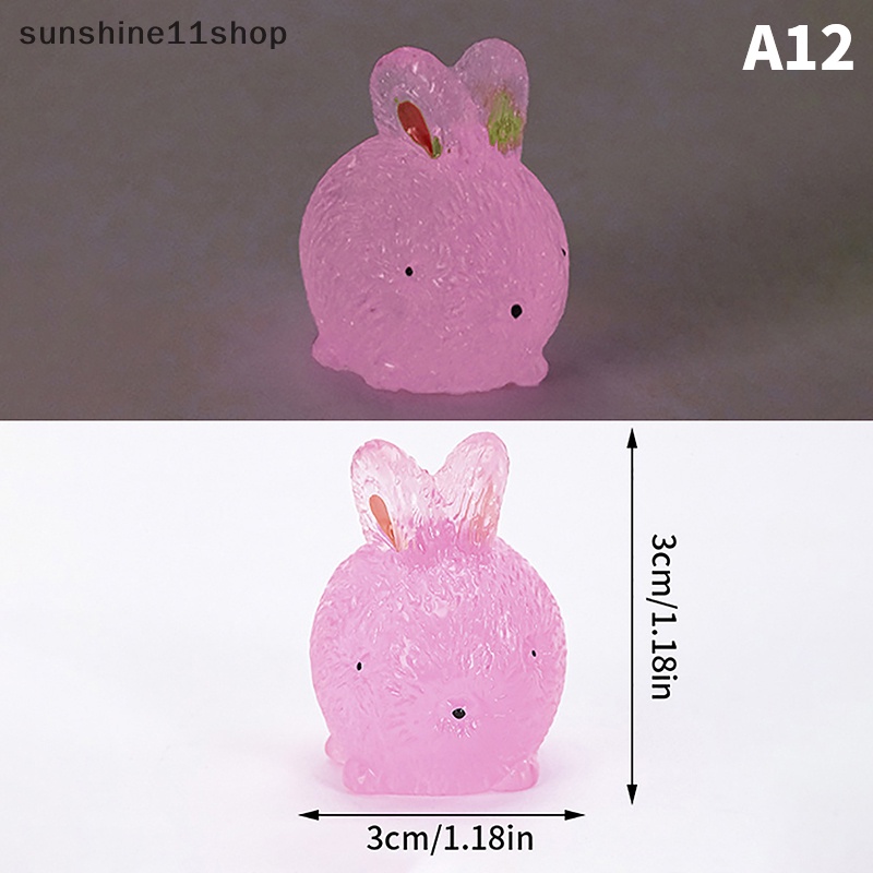 Sho 2 Pcs Mini Neon Kelinci Ornamen Miniatur Angka Kelinci Kecil Resin Kerajinan Tangan Mikro Lanskap Dekorasi Rumah Boneka N