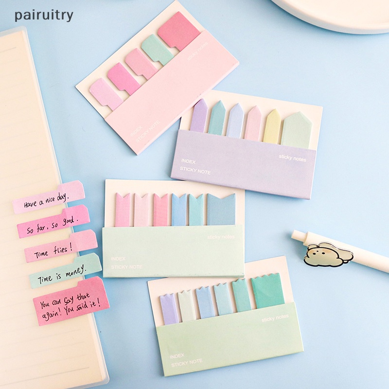 Prt 120sheets Macaroon Color Self Adhesive Memo Pad Sticky Notes Bookmark Point It Marker Memo Stiker Kertas Viskositas Kuat Perlengkapan Kantor Sekolah PRT