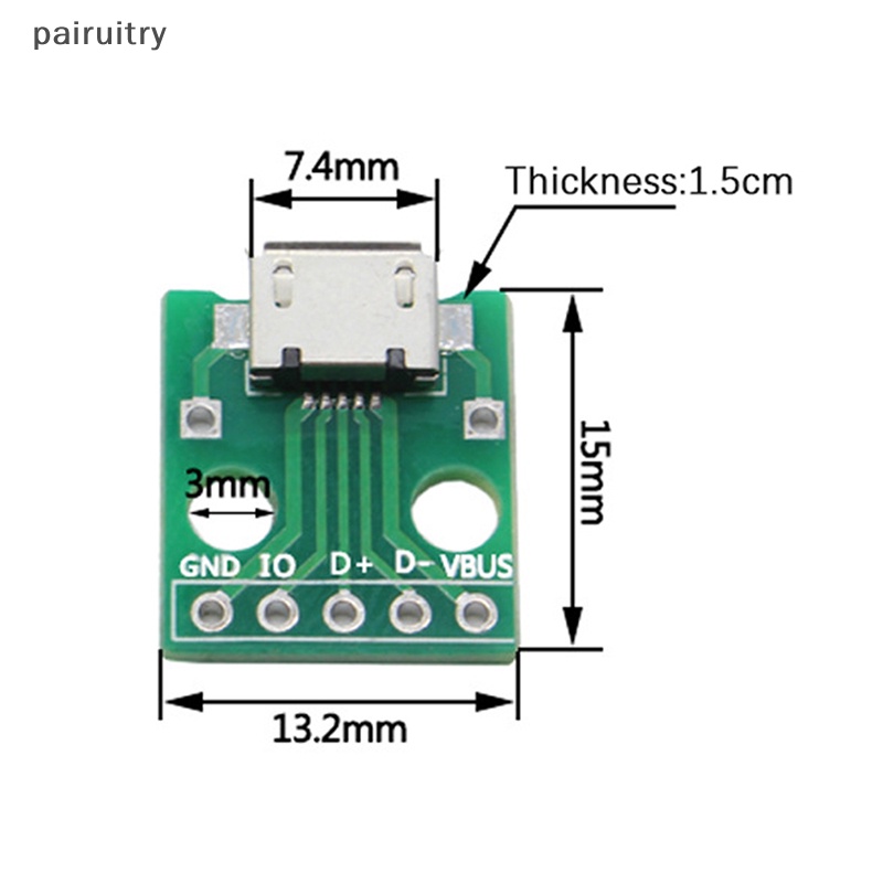 Prt Type-C Micro USB To DIP Adapter Female Konektor B Type PCB Converter Breadboard USB-01 Switch Board SMT Ibu Duduk Dengan Kawat PRT