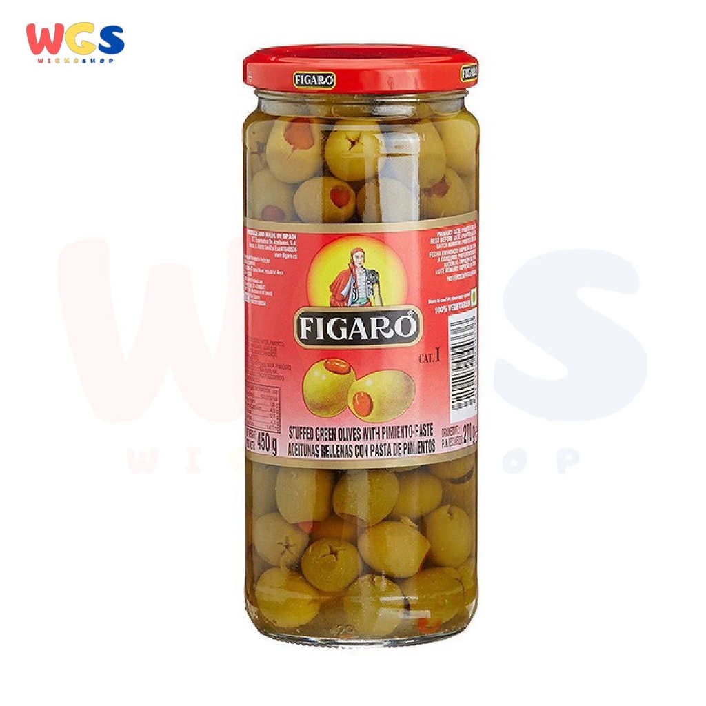 Figaro Stuffed Green Olives With Pimiento Paste 450g