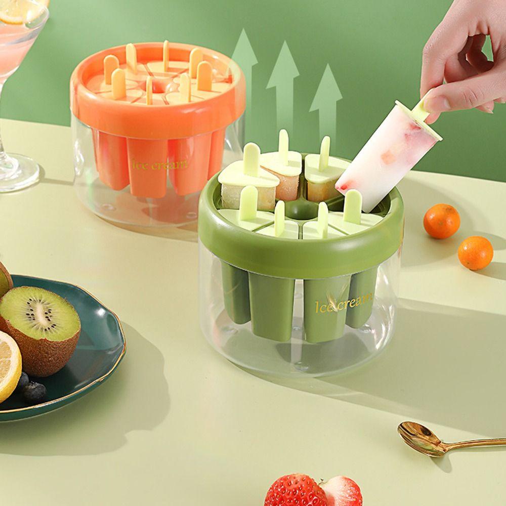 【 ELEGANT 】 Cetakan Es Loli Dapur Homemade 8-rongga Dapat Digunakan Kembali Dengan Kotak Penyimpanan Ice Cream Mould