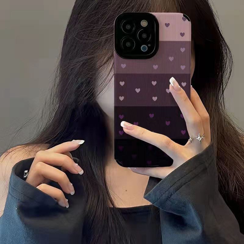 Lamb Skin Pretty Purple Love Soft Case IPhone 6S 7 Plus 8 Plus X XS XR XS Max 11 13 12 14 PRO Max 14 Plus 12 13 mINI SE Phone Case Girl Women's Fashion