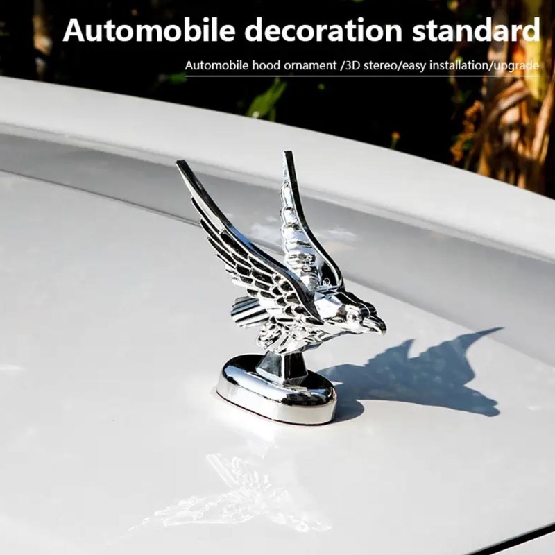 1pc Bonnet Mobil Portable Self Adhesive 3D Emblem Elang/ Eksterior Otomotif ABS Plastik Model Flying Bird/ Kendaraan Universal Dekorasi Keren