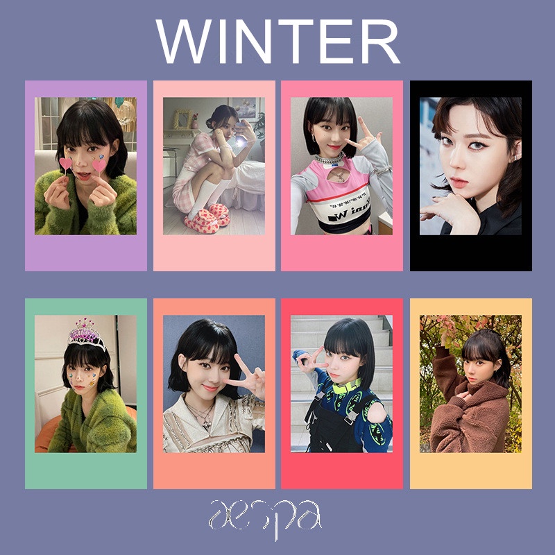 8pcs/set AESPA Colorful Photocards NINGNING KARINA WINTER GISELLE Kartu Lomo Kpop Postcards