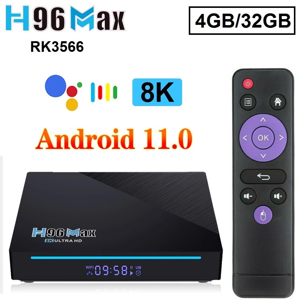 AKN88 - H96 MAX RK3566 - Android OS Smart TV Box 8K UHD - RAM 4GB ROM 32GB