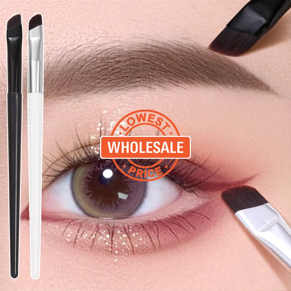 [Harga Grosir] Sikat Makeup Kepala Datar Miring Putih Hitam Brush Eyeliner Super Halus Berbaring Sikat Ulat Sutra Sikat Alis Makeup Profesional Detail Brush Makeup Alat