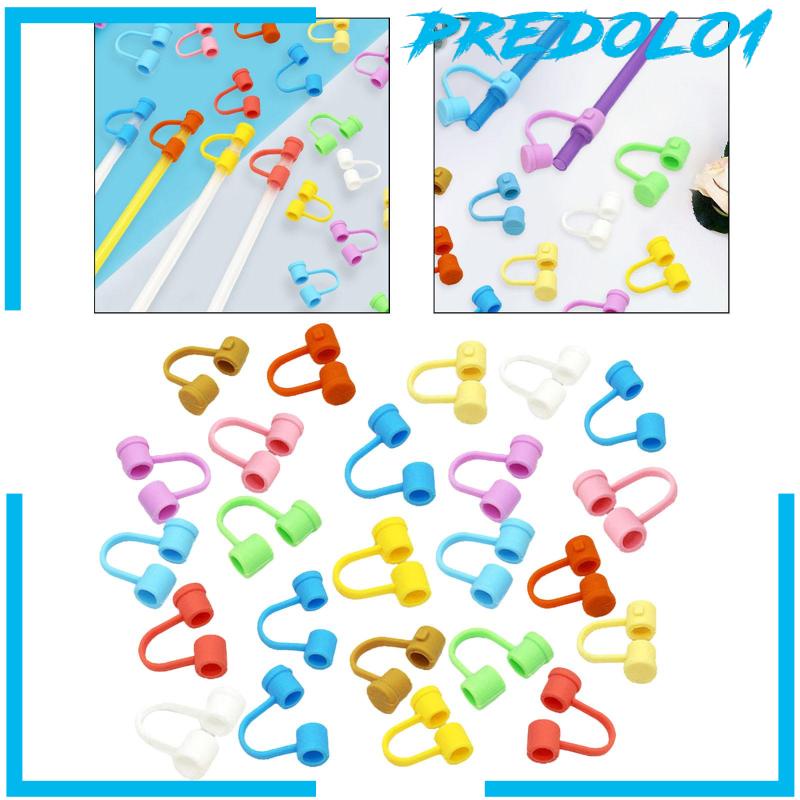 [Predolo1] 24pcs Straw Cover Penutup Tips Sedotan Silikon Tahan Debu Untuk Rumahpesta Dapur