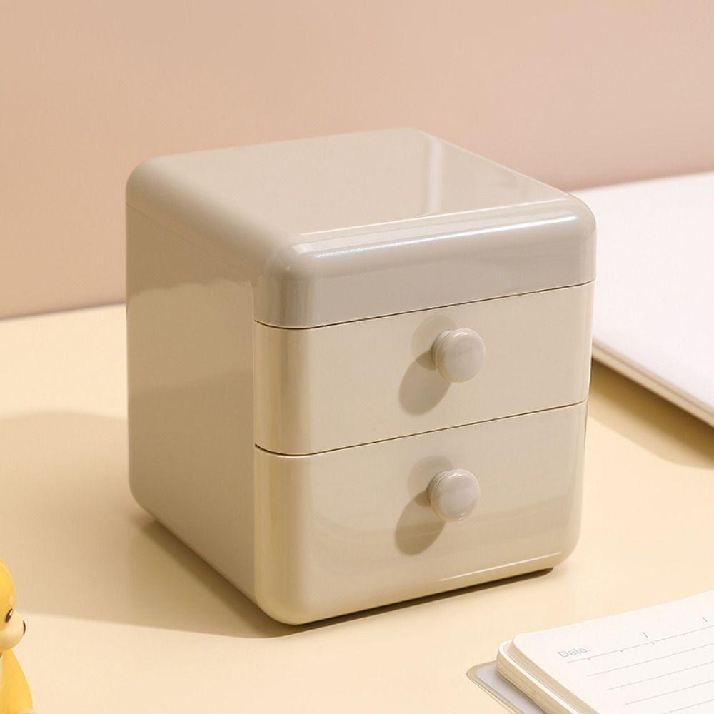 [Elegan] Desktop Storage Drawer INS Style Perhiasan Sederhana Earphone Rumah Kantor Serba Serbi Laci Kotak Penyimpanan