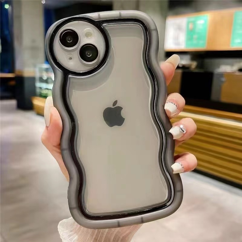 Film Gelombang Elektroplating Mewah Dengan Lensa Casing IPhone Untuk Iphone14 13 12 11 Pro Max XR XS X7 8 Plus SE2020 Shockproof Case