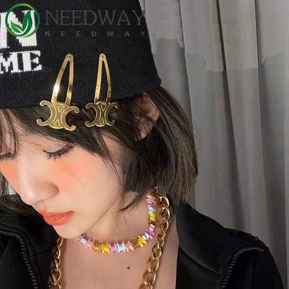 Needway   Multicolour Jepit Rambut Lucu Sederhana Vintage Tetes Air Poni Klip Perempuan Huruf C Bulang Klip Samping Wanita Hair Clips