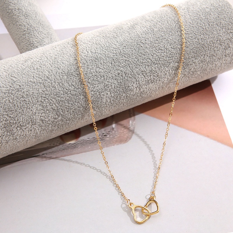 925 Sterling Silver Double Heart Choker Necklace Untuk Wanita Gadis Pesta Klavikula Rantai Kalung Hadiah Perhiasan
