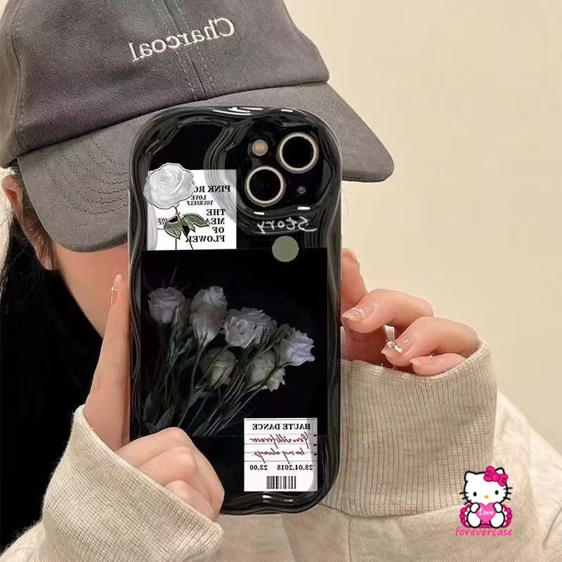 Stiker 3D Wavy Curved Edge Glossy Casing Label Bunga Untuk Redmi A1 9A A2 9T 10C 9C NFC 10 10A 9 Redmi Note 11 10S 10Pro Max 12 8 11s 9 10 POCO M3 Lukisan Minyak Rose Flowers Case