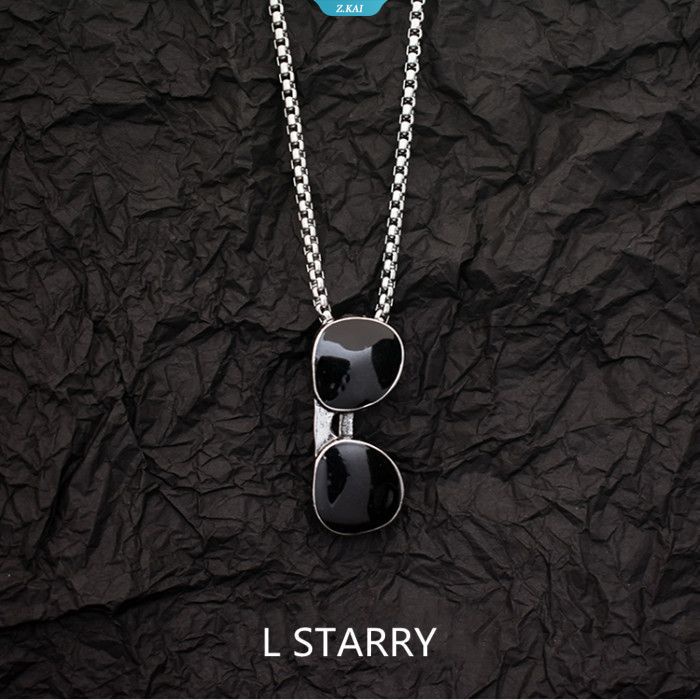 Kacamata Hitam Liontin Kalung Untuk Pria Dan Wanita Stainless Steel Metal Choker Fashion Perhiasan Hiphop Aksesoris Sweater Rantai Hadiah [ZK]