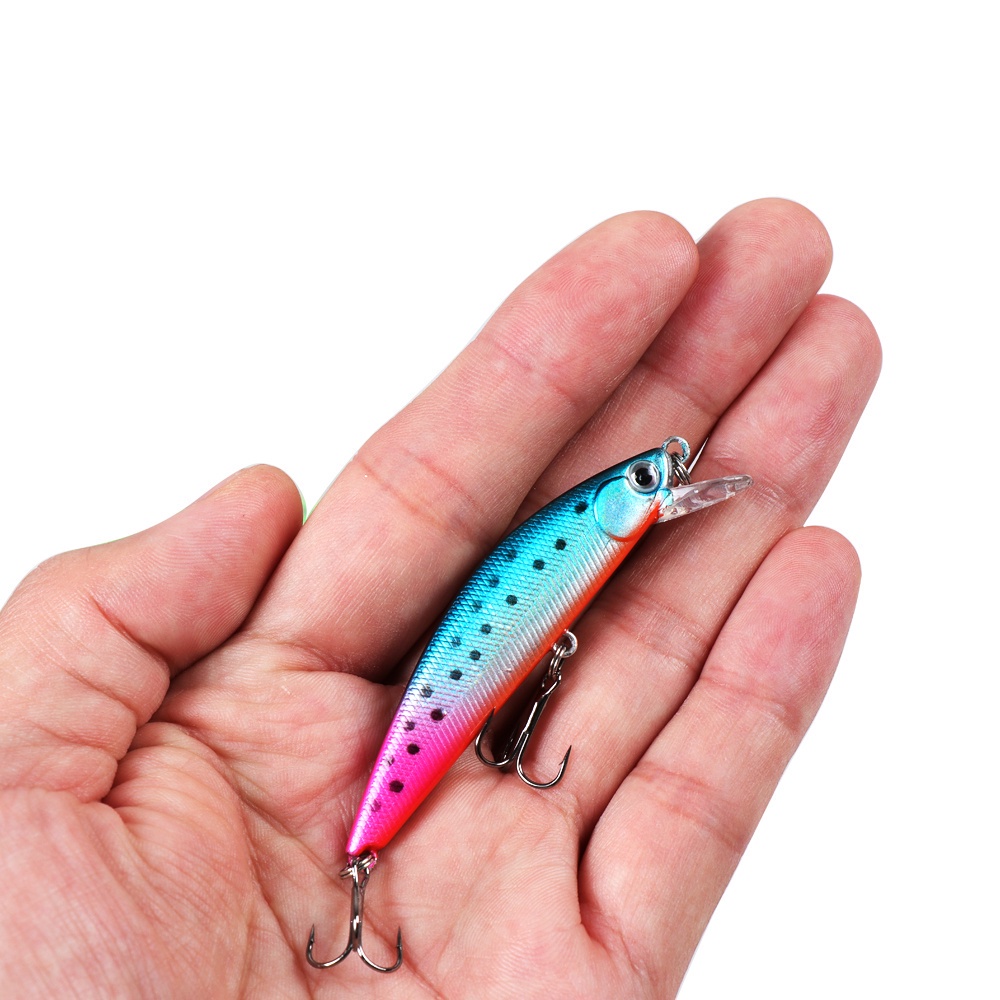 7cm 8g Umpan Pancing Ikan Kecil Tenggelam Air Long Throw Lure Umpan Keras Ikan Kecil 3D Mata Laser Troli Plastik Buzz Umpan Lure Dengan 2trible Hook