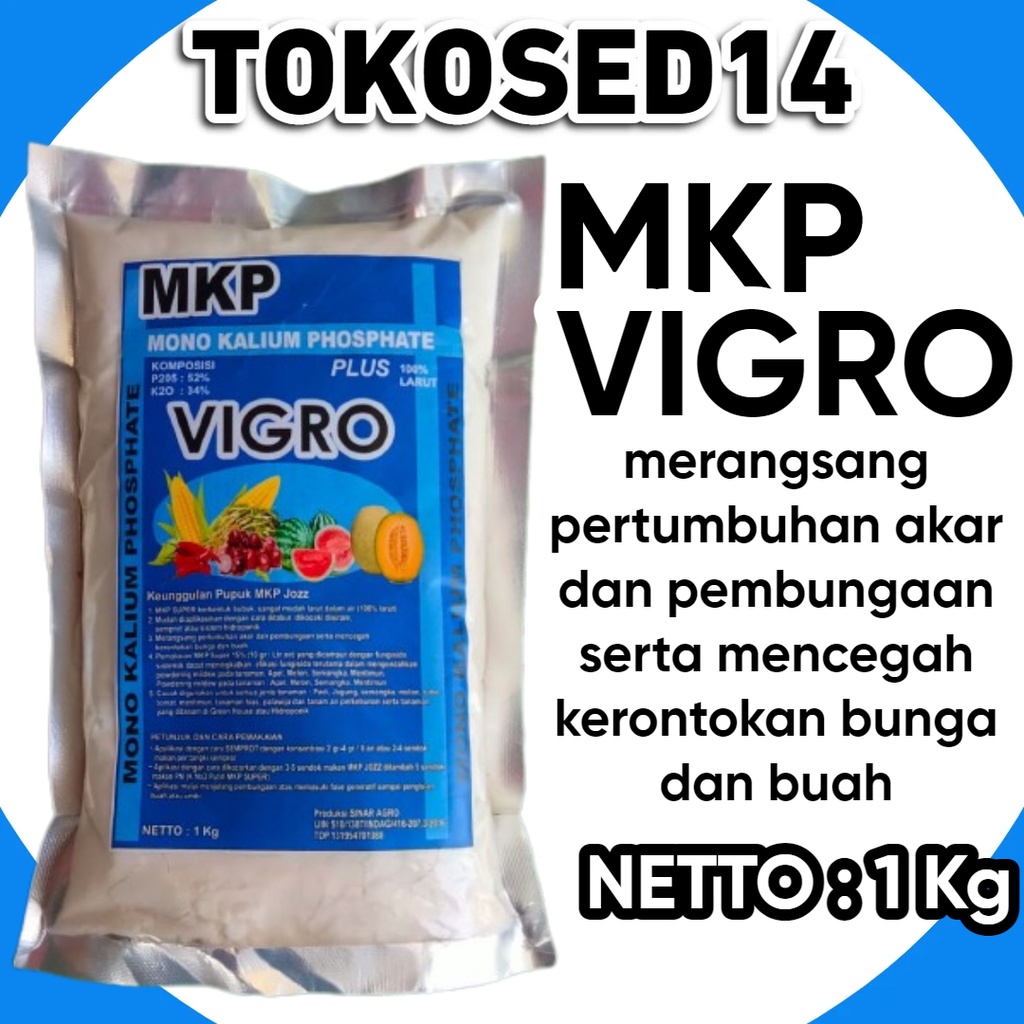 MKP VIGRO mono kalium phospat 1 kg plus penghijau daun