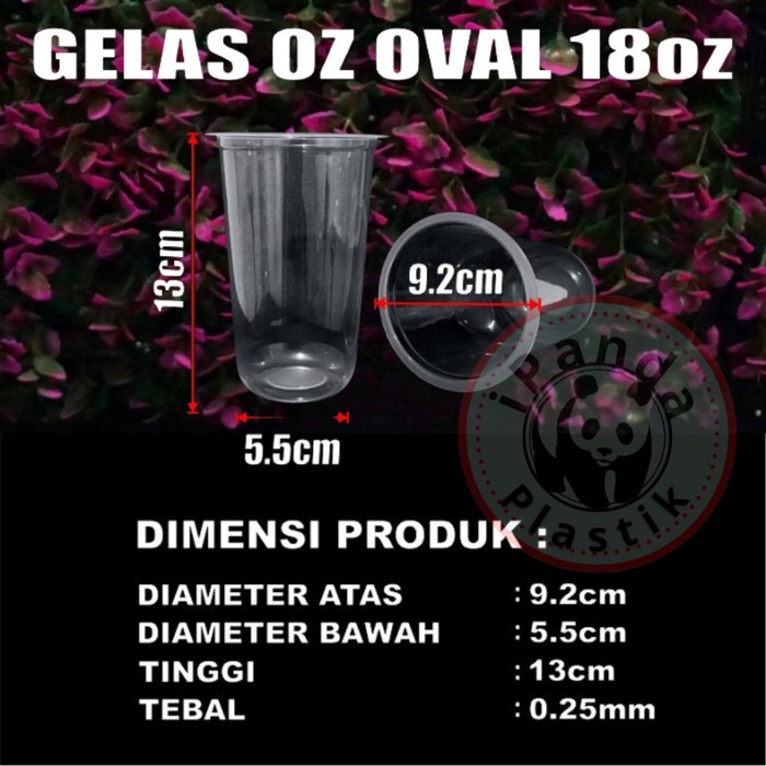 Gelas Oval 18oz Bening Cup Plastik Bulat Round cup oval 18 oz murah