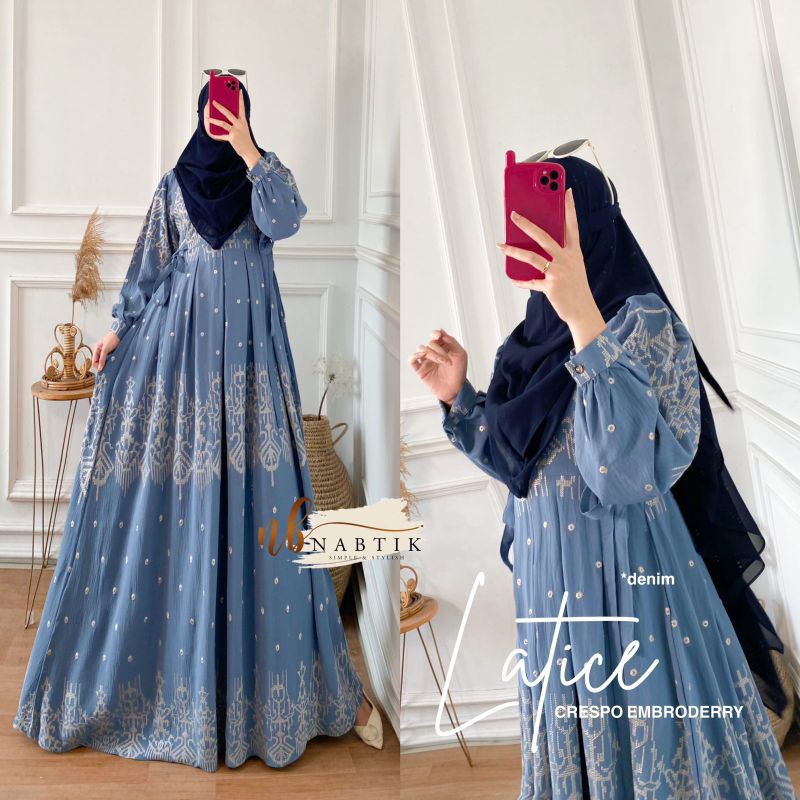 LATICE SYARI include khimar ORI NABTIK | Dress+khimar Crespo embroderry