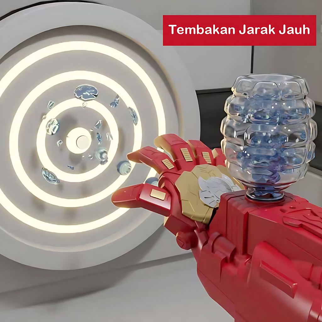 Tangan Robot Ironman Elektrik Menembak Air | Mainan Anak Laki Laki Robot Robotan B/O | Hadiah Ulang Tahun Anak Cowok