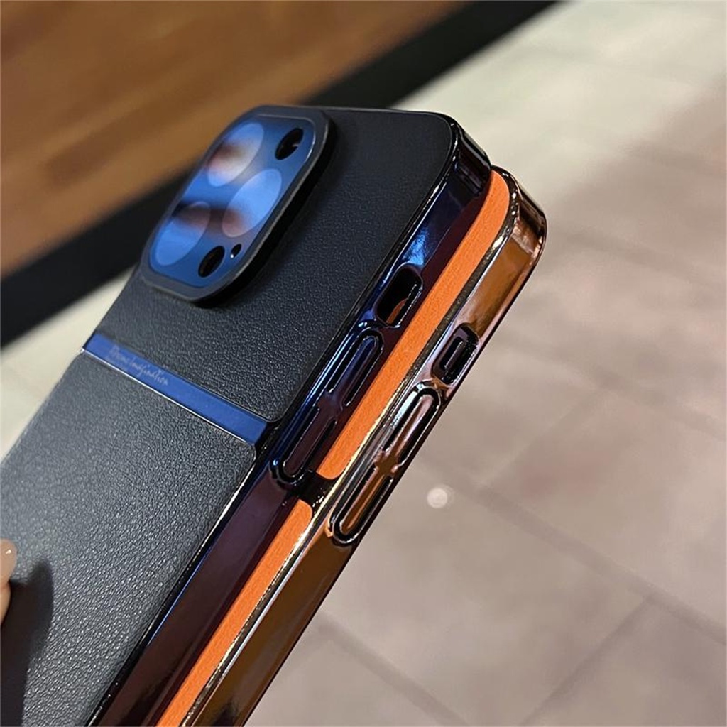 Casing Kulit Mewah iPhone 14 Pro Max14 Plus case iPhone 13 Pro Max Dengan Lensa Pelindung Kamera Tertutup Penuh Perlindungan shock hard back cover