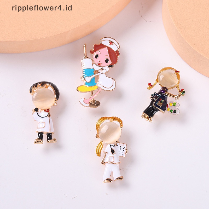 {rippleflower4.id} Kartun Dokter Perawat Bros Dokter Perawat Enamel Pin Kerah Lencana Aksesoris Kartun Dentisit Dokter Fashion Perhiasan Hadiah~