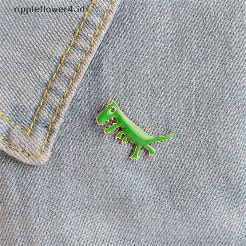 {rippleflower4.id} Kartun Dinosaurus Hewan Gadis Enamel Kerah Pin Lencana Korsase Bros Perhiasan~