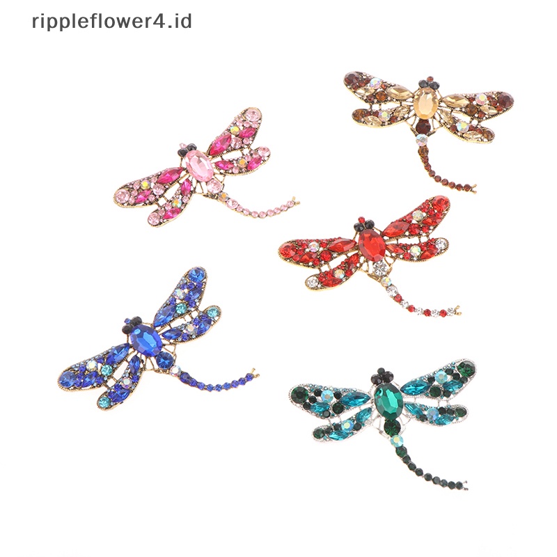 {rippleflower4.id} 1pc Kristal Capung Bros Pin Perhiasan Perjamuan Hadiah Natal Aksesoris~